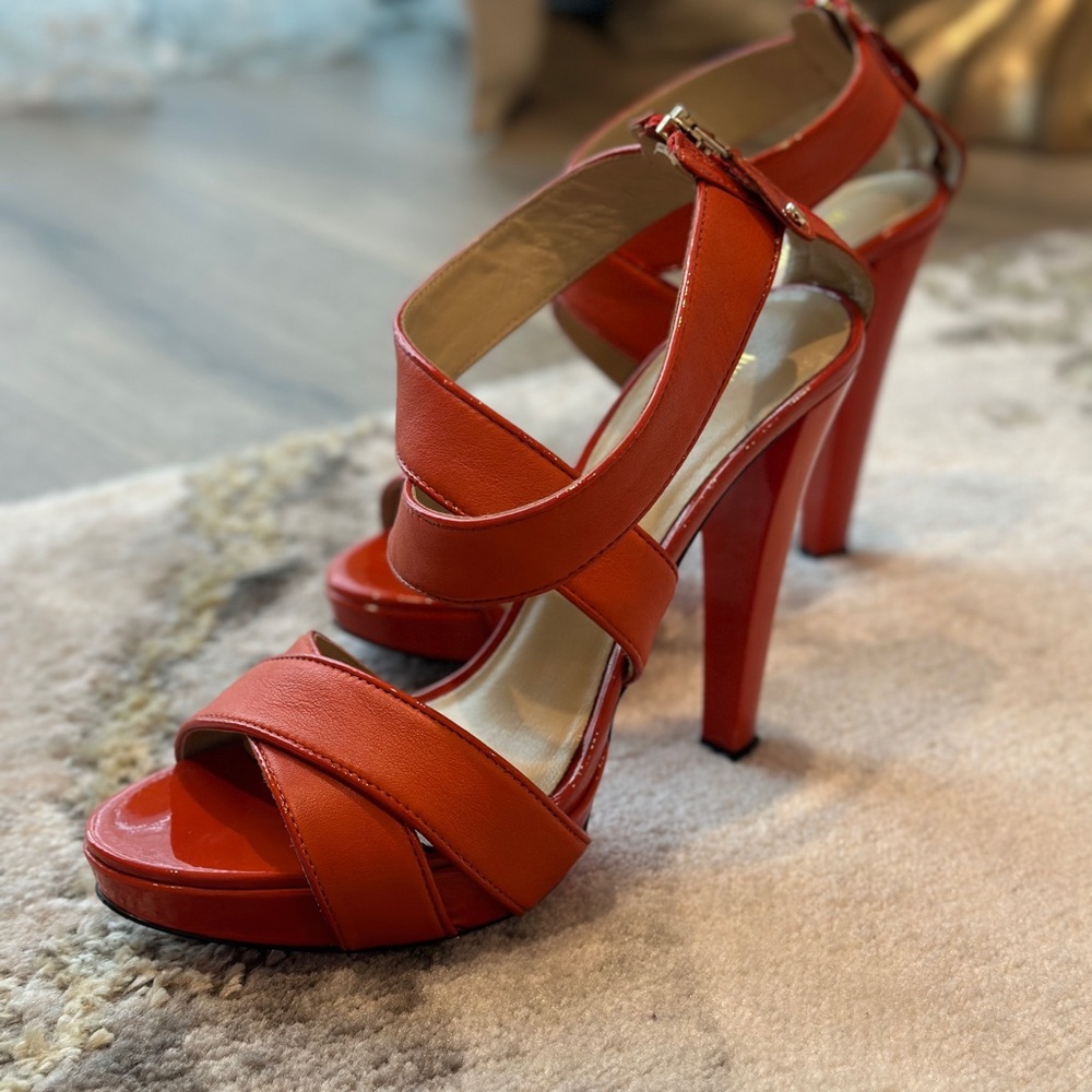 Just Cavalli leather high heeled platform sandals
